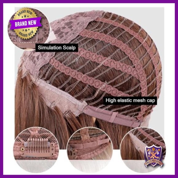Long Layered Human Hair Wig Straight to Wavy with Bangs Heat Resistant main image 4